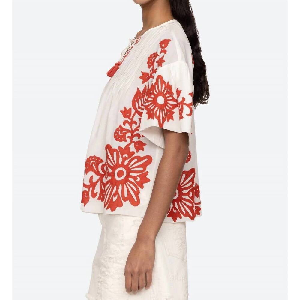 NEW SEA liliana short sleeve top in red - Picture 3 of 3